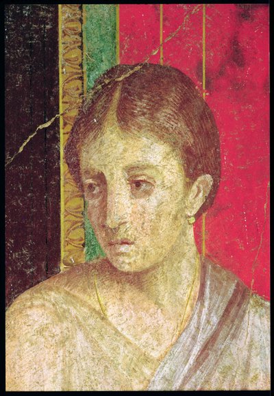 Dettaglio della testa della Madre Seduta, dalla Scena del Catechismo, Parete Nord, Oecus 5 da Roman