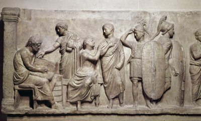 Domizio Achenobarbo, dettaglio della registrazione dei cittadini e sacrificio al dio Marte, c. 100 a.C. (marmo) da Roman