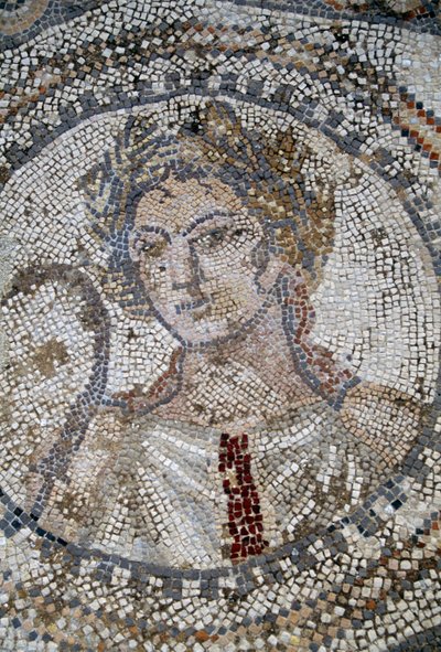 Volto femminile, mosaico nella città romana di Volubilis da Roman