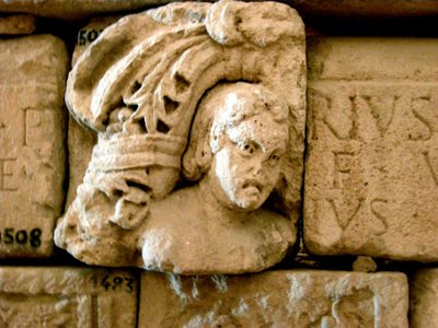 Testa, frammento di un sarcofago, c.1° secolo da Roman