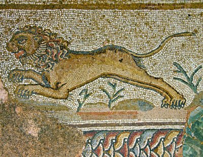 Scena di caccia (dettaglio di un leone) da Roman