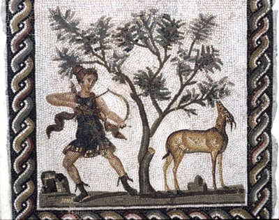 Scena di caccia con una gazzella (mosaico) da Roman
