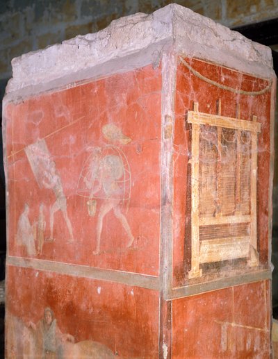 Italia, Napoli, Museo Archeologico Nazionale, Tintori, dipinto dalla Casa della Fullonica a Pompei (Patrimonio Mondiale dell