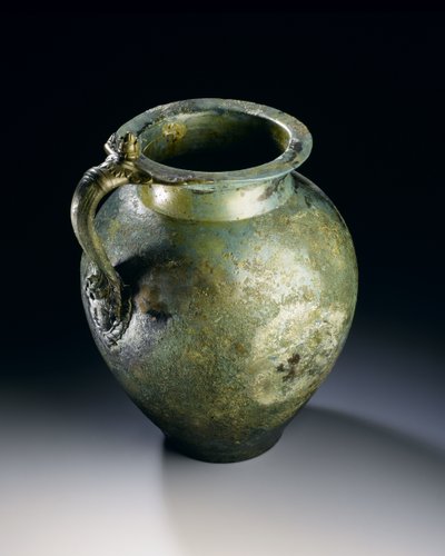 Grande brocca di vino con manico decorato, dal sito romano di Newstead, Melrose, fine I secolo d.C. da Roman