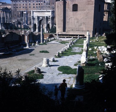 Posizione della Basilica Emilia nel Foro Romano costruita per la prima volta nel 179 a.C. e restaurata molte volte grazie alla famiglia Emilia. Roma da Roman