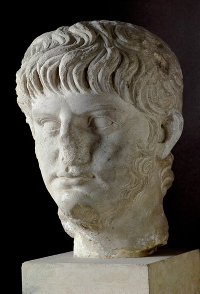 Testa di marmo di Nerone (Nerone Claudio Cesare Augusto Germanico) (37-68 d.C.) da Roman