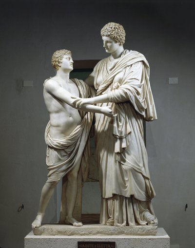 Gruppo scultoreo in marmo che ritrae Oreste ed Elettra da Roman