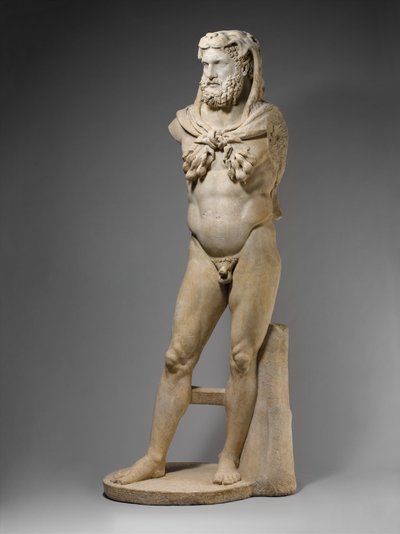 Statua in marmo di un Ercole barbuto, 68-98 d.C. (marmo) da Roman