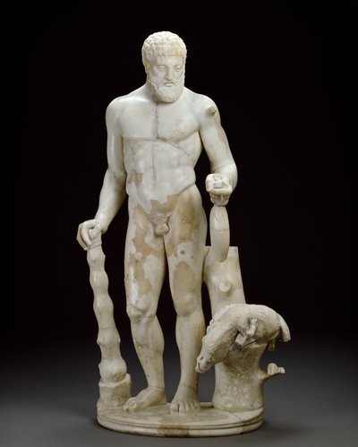 Statuetta in marmo di Ercole e il cinghiale di Erimanto da Roman
