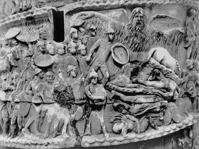 Pioggia miracolosa, dettaglio dalla colonna di Marco Aurelio, AD 180-196 da Roman