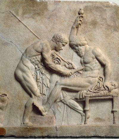 Rilievo rappresentante Telefo operato da un chirurgo da Roman