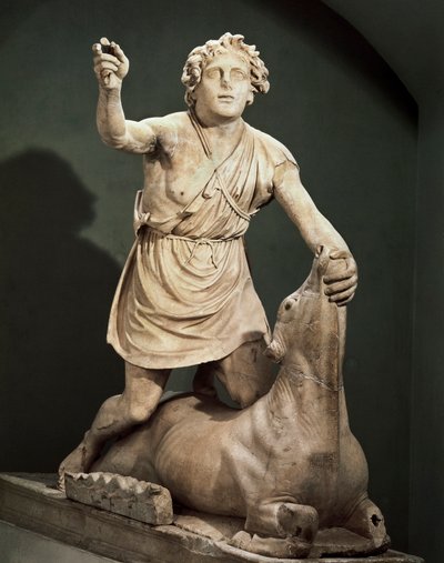 Mitra di marmo pentelico che uccide il toro, firmato da Kriton di Atene, dal Mitreo delle Terme di Mitra, Ostia Antica da Roman
