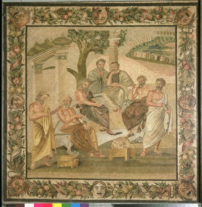 Platone che conversa con i suoi allievi, dalla Casa di T. Siminius. Pompei (mosaico) da Roman