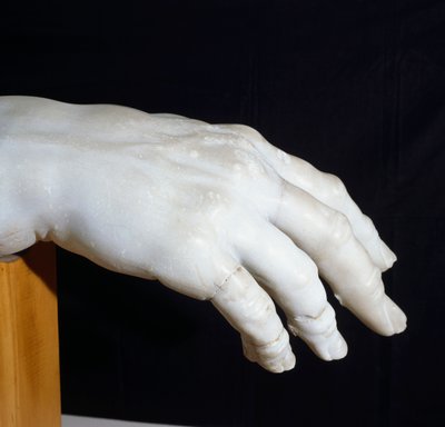 Mano destra di Polifemo, frammento del Gruppo di Polifemo, o Ulisse acceca Polifemo, scultura in marmo di Agesandro, Atenodoro e Polidoro, copia dell