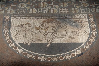 Il ratto di Europa, mosaico pavimentale da Lullingstone Roman Villa, ca 82 d.C., Eynsford, Kent, Inghilterra, Regno Unito, civiltà romana da Roman