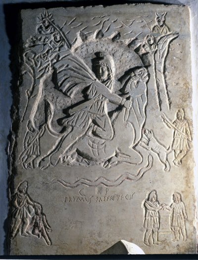 Rilievo raffigurante la divinità iraniana Mitra che uccide il toro, un animale a lui associato. IV secolo. Palazzo dei Conservatori, Roma da Roman