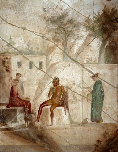 Arte romana: Pan musicista con ninfe da Roman