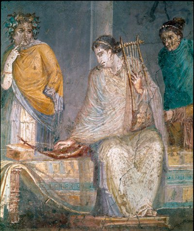 Arte romana: un citaredo. Affresco dal sito di Castellammare di Stabia vicino a Napoli. I secolo d.C. da Roman