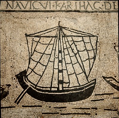Arte romana: nave da carico. Mosaico del III secolo d.C. Ostia, Piazzale delle Corporazioni, Italia da Roman
