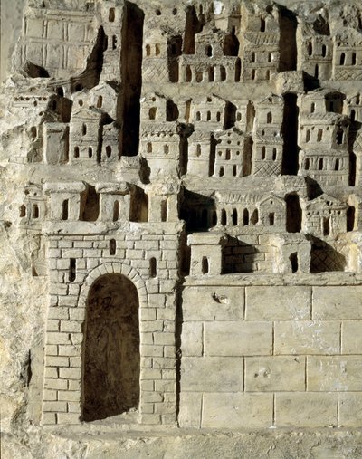 Arte romana: bassorilievo che rappresenta una città. II secolo d.C. (bassorilievo) da Roman
