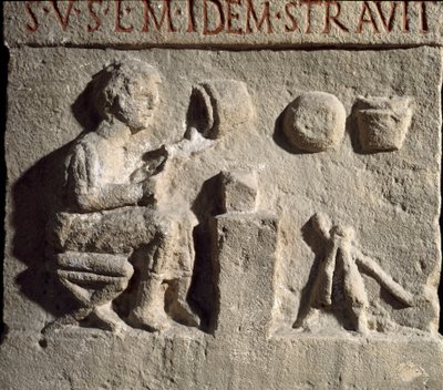 Arte romana: bassorilievo che rappresenta una bottega di un vasaio. I secolo d.C. da Roman