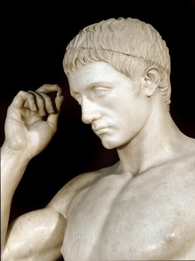 Arte romana: scultura in marmo di Marco Claudio Marcello (42-23 a.C.), nipote di Augusto (dettaglio) da Roman