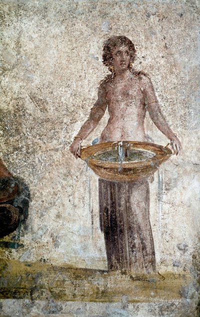 Arte romana: rappresentazione di una ninfa. Dettaglio di un affresco dalla casa delle Vestali a Pompei. I secolo d.C. Parigi, Museo del Louvre da Roman