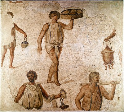 Arte romana: servi a un banchetto da Roman