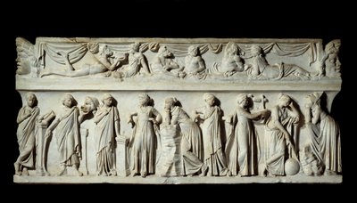 Sarcofago delle Muse: rappresentazione delle muse dee delle arti e delle lettere da Roman