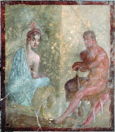 Coppia seduta, Pompei, Italia (affresco) da Roman