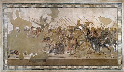 La battaglia di Isso vinta da Alessandro Magno contro Dario III. Mosaico di Pompei da Roman