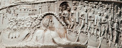Le legioni romane salpano ad Ancona sotto la protezione di Nettuno (dettaglio della Colonna Traiana) da Roman