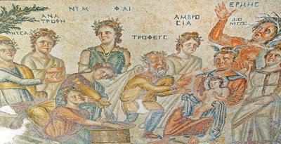 La presentazione del bambino Dioniso da parte di Ermes a Sileno. Casa di Aion, Paphos, Cipro da Roman