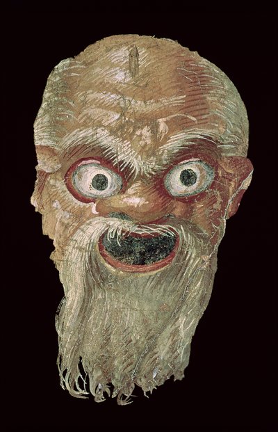 Maschera Teatrale, Parete Est, Oecus 5, 60-50 a.C. (dettaglio) da Roman