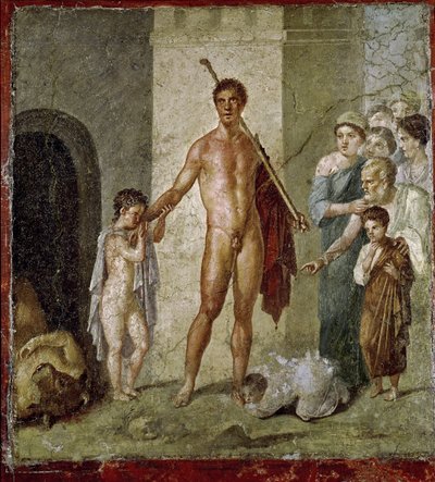 Teseo libera i bambini dal Minotauro, dalla Casa di Gavio Rufo, Pompei, IV stile pompeiano, c.50-79 d.C. da Roman