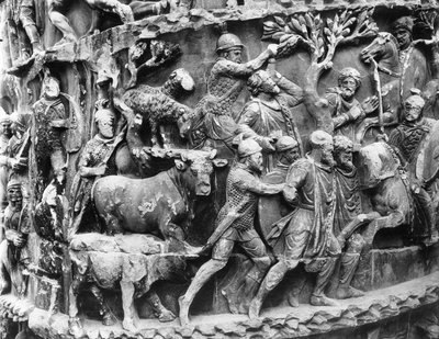 Trasporto di prigionieri tedeschi e bottino di guerra, dettaglio dalla colonna di Marco Aurelio (colonna Antonina) da Roman