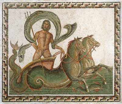Trionfo di Nettuno, pavimento della Casa di Wadi Blibane, Sousse (antica Hadrumetum) da Roman