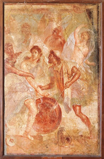 Ulisse e Diomede riconoscono Achille travestito da Pyrrha tra le figlie di Licomede a Sciro da Roman