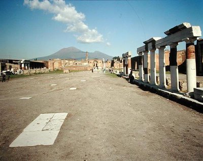Veduta del Foro con il Vesuvio sullo sfondo da Roman