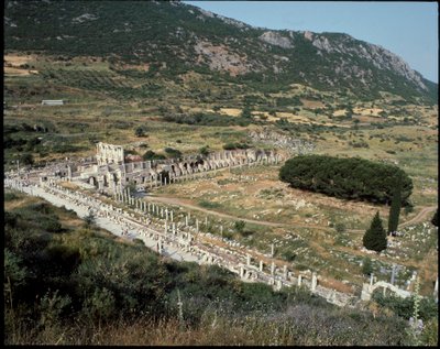 Vista della strada dei Cureti verso la biblioteca di Celso da Roman