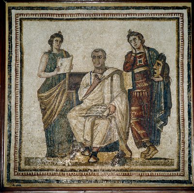 Virgilio e due muse (Clio e Melpomene) - inizio III secolo da Roman