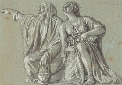 Due figure inginocchiate con offerte da Roman 18th Century