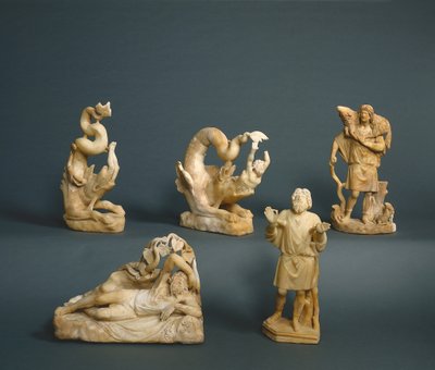 Giona inghiottito, Giona rigettato, Giona sotto la vite, Giona che prega, 280-290 da Roman Imperial Period