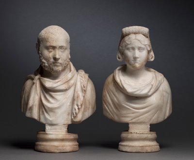 Busto ritratto di un uomo aristocratico e busto ritratto di una donna aristocratica da Roman Imperial Period