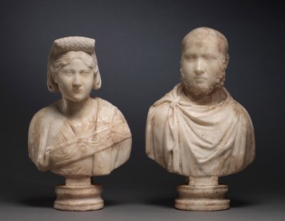 Busto ritratto di un uomo aristocratico e busto ritratto di una donna aristocratica da Roman Imperial Period