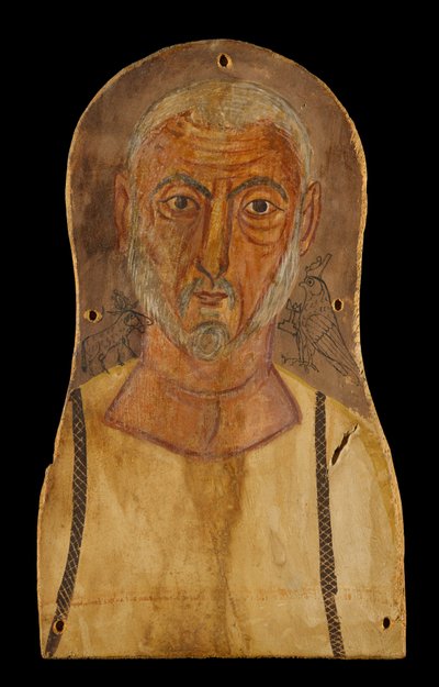 Uomo anziano affiancato da dei egizi, c.250 d.C. da Roman Period Egyptian