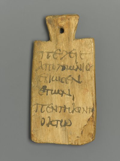 Etichetta di mummia con iscrizione greca da Roman Period Egyptian