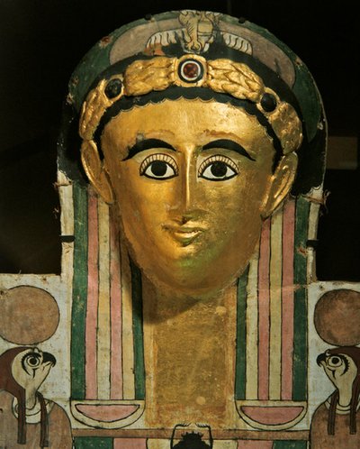 Testa di cartonnage di mummia di Crates, da Deir el-Medina, Tebe, metà del II secolo da Roman Period Egyptian