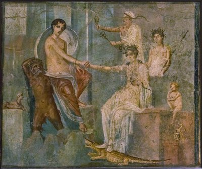 Giove e Io da Roman Pompeian wall painting.