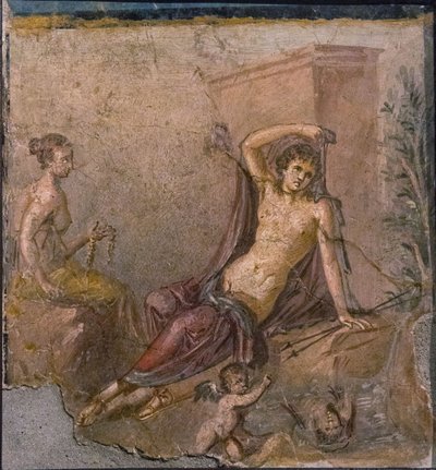 Narciso, Eco ed Eros da Roman Pompeian wall painting.